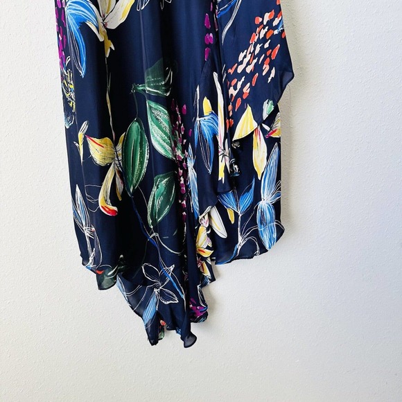 Parker Julieta Blue Floral High Neck Asymmetrical Dress - Picture 5 of 7